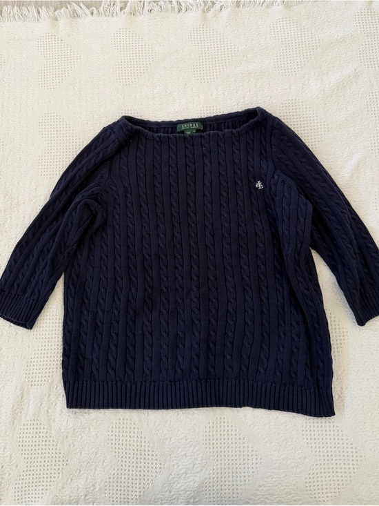 Ralph Lauren Sweaters - Ralph Lauren Navy Cable-Knit Crewneck Sweater